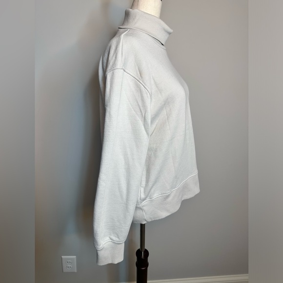 Sz M Zara sweatshirt stone turtleneck soft cozy neutral wide sleeve - Picture 4 of 7